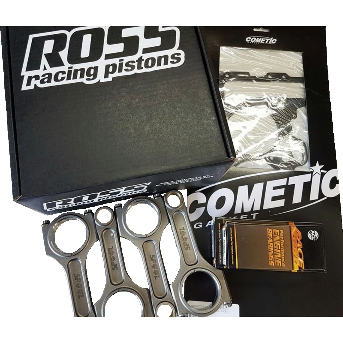 Nissan SR20DET Rebuild Kit with Spool Drag Pro I Beams and Ross Racing Forged Pistons